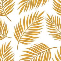 Clean Warm summer leaves seamless tile pattern with sunlit palm fronds and golden tones for a bright sunny atmosphere concept as Sunlit palm fronds and golden tones arranged seamlessly t vector