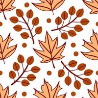 Clean Warm autumn berries and leaves seamless tile pattern with rich reds oranges and browns concept as Rich red orange and brown berries and leaves create a warm autumn berries seamless vector
