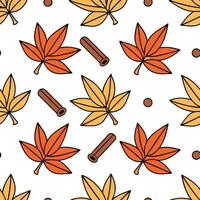 Clean Warm autumn spices and leaves seamless tile pattern with cozy textures and rich colors concept as Autumn spices like cinnamon and cloves paired with leaves create a warm seamless t vector