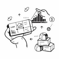 Clean Warehouse aisles and an economic forecast symbolizing economic planning in double exposure with copy space concept as Warehouse aisles blended with an economic forecast representi vector