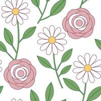 Clean Vintage spring garden seamless pattern with peonies and irises for nostalgic garden spaces concept as Nostalgic peonies and irises seamlessly patterned for a vintage inspired sprin vector