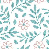 Clean Vintage floral seamless pattern with pastel colors for soft interiors concept as Gentle pastel colored floral elements seamlessly patterned for soft and inviting interior spaces in vector