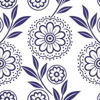 Clean Vintage embroidery seamless tile pattern intricate stitches floral motifs isolated white background perfect for home textiles concept as Creating seamless tile pattern featuring vi vector