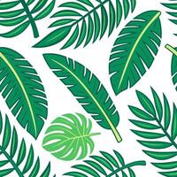 Clean Vibrant summer leaves seamless pattern with banana leaves and tropical greenery for bold summer vibes concept as Bold banana leaves and tropical greenery arranged in a seamless til vector