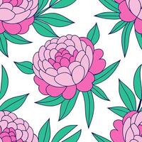 Clean Vibrant peony seamless tile pattern with full blooms in bright pink and subtle soft hues concept as Bright pink peonies with full blooms and soft hues create a seamless spring patt vector