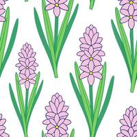 Clean Vibrant hyacinth seamless tile pattern with soft pastel colors and sweet fragrant blooms concept as Soft pastel hyacinths with fragrant blooms form a fresh seamless spring tile pat vector