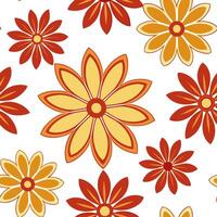 Clean Vibrant autumn flowers seamless tile pattern with bold reds oranges and yellows concept as Bold red orange and yellow autumn flowers create a vibrant seamless tile pattern perfect vector