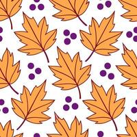 Clean Vibrant autumn leaves and berries seamless tile pattern with rich reds oranges and purples concept as Rich red orange and purple autumn leaves and berries create a vibrant seamless vector