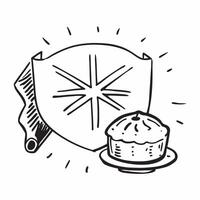 Clean Union Jack and a scone symbolizing British cuisine and tradition with ample space for text concept as A Union Jack flag next to a scone representing the traditional British cuisin vector