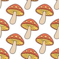 Clean Vibrant autumn mushrooms seamless tile pattern with colorful caps and earthy stems concept as Colorful mushroom caps and earthy stems create a vibrant autumn mushrooms seamless til vector