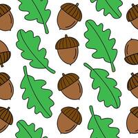 Clean Vibrant acorns and oak leaves seamless tile pattern with deep brown and green tones concept as Deep brown acorns and green oak leaves create a vibrant seamless tile pattern for aut vector