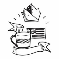 Clean Union Jack flag and a cup of tea symbolizing British culture and tradition with ample space for text concept as A Union Jack flag beside a cup of tea representing the quintessenti vector