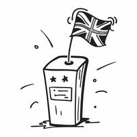 Clean Union Jack and a red post box symbolizing communication and heritage with ample space for text concept as A Union Jack flag with a red post box representing the symbols of communi vector