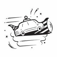 Clean Union Jack and a London taxi symbolizing transportation and heritage with ample space for text concept as A Union Jack flag with a London taxi representing the iconic transportati vector