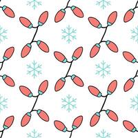 Clean Twinkling fairy lights and snowflakes seamless tile pattern with festive sparkle concept as Twinkling fairy lights intertwined with snowflakes create a seamless tile pattern with f vector