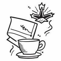Clean Union Jack and a cup of coffee symbolizing modern British lifestyle with ample space for text concept as A Union Jack flag next to a cup of coffee representing the modern British vector