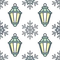 Clean Twinkling snowflake and lantern seamless tile pattern with glowing winter accents concept as Twinkling snowflakes paired with glowing lanterns create a seamless tile pattern with r vector