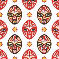 Clean Traditional masks and symbolic patterns seamless tile pattern with bold and vibrant colors concept as Bold and vibrant colors highlight traditional masks and symbolic patterns in s Set 2 vector