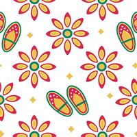 Clean Traditional cultural festivals and dance motifs seamless tile pattern with bright colors concept as Bright colors highlight traditional cultural festivals and dance motifs in seaml vector
