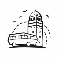 Clean Tower of London and Double Decker Bus concept as Tower of London with a double decker bus and ample copy space symbolizing the historic and modern landmarks of London in Photo Sto vector