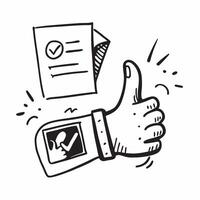 Clean Thumbs up and a thank you card symbolizing approval and thanks with ample space for text concept as A thumbs up icon and a thank you card representing approval and thanks with bla vector