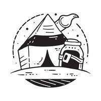 Clean Tent and water bottle icon with ample space for text and graphics concept as An iconographic tent and water bottle design offering ample space for both text and graphics perfect fo vector