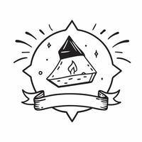 Clean Tent and campfire symbol with copy space for outdoor gear concept as An outdoor gear oriented tent and campfire symbol with ample copy space ideal for visualizing camping equipment vector