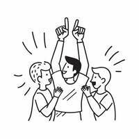 Clean Team members cheering symbolizing team spirit and overcoming challenges with ample space for text concept as Team members cheering and celebrating representing team spirit and the vector