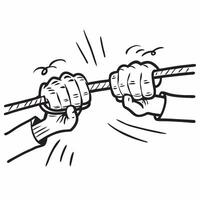 Clean Team of hands pulling a rope in a tug of war symbolizing teamwork and challenge with ample space for text concept as A team of hands pulling a rope in a tug of war representing th vector