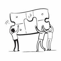 Clean Team holding a large puzzle piece symbolizing solving a big challenge with ample space for text concept as A team holding a large puzzle piece representing the collaborative effor vector