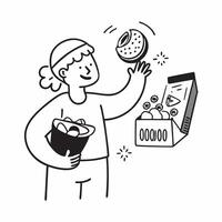 Clean Teacher with a study guide and a doodle symbolizing study focus and distraction with ample space for text concept as A teacher holding a study guide and a doodle representing dos vector