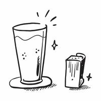 Clean Tall glass of juice and a small glass symbolizing abundance and minimalism with ample space for text concept as A tall glass of juice and a small glass representing abundance and vector