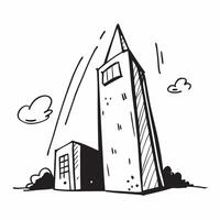 Clean Tall skyscraper and a small house symbolizing high and low buildings with ample space for text concept as A tall skyscraper and a small house representing high and low buildings w vector