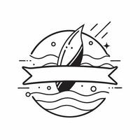 Clean Surfboard and waves icon with copy space for summer ads concept as A modern surfboard and waves icon design with generous copy space perfect for enhancing summer advertisements and vector