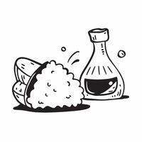 Clean Sushi roll and a sake bottle symbolizing Japanese dining with ample space for text concept as A sushi roll and a sake bottle representing the flavors and culture of Japanese dinin vector