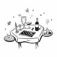 Clean Table setting and a candle symbolizing romantic dining with ample space for text concept as A romantic table setting with a candle representing the ambiance of romantic dining in vector