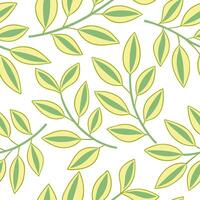 Clean Sunlit summer leaves seamless tile pattern with soft green and yellow tones for bright interiors concept as Soft green and yellow leaves arranged seamlessly for bright sunlit inter vector