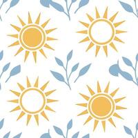 Clean Sunlit summer seamless pattern with sun rays and blue sky accents for an airy open atmosphere concept as Sun rays and blue sky accents arranged seamlessly for creating an airy and vector