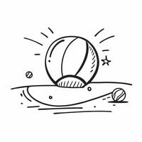 Clean Sun and beach ball icon with copy space on a sunny background concept as A illustration of a sun and beach ball icon with ample copy space on a sunny background perfect for vector