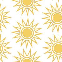 Clean Summer sun seamless tile pattern with bright rays and light yellow tones for lively indoor spaces concept as Bright sun rays in light yellow tones arranged in a seamless pattern to vector
