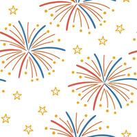 Clean Summer fireworks seamless tile pattern with bursts of bright colors lighting up the night concept as Bursts of fireworks in bright lively summer colors create a fun seamless tile p vector