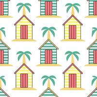 Clean Summer beach cabanas seamless tile pattern with cool shades and vibrant beachside charm concept as Vibrant summer beach cabanas with cool shades and beachside charm create a seamle vector