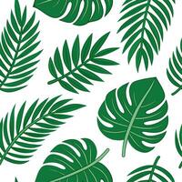 Clean Summer leaves seamless tile pattern with palm fronds and tropical foliage for a lush outdoor feel concept as Palm fronds and tropical leaves arranged seamlessly to create a vibrant Set 2 vector