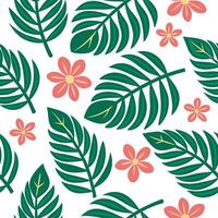 Clean Summer leaves seamless tile pattern with palm fronds and tropical foliage for a lush outdoor feel concept as Palm fronds and tropical leaves arranged seamlessly to create a vibrant Set 3 vector