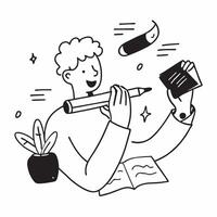 Clean Student with a pen and an eraser symbolizing academic dos and donts with room for text concept as A student holding a pen and an eraser representing academic guidelines for what t vector