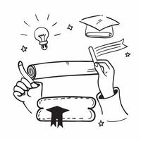 Clean Student with a diploma and a graduation cap representing dreams of academic success with ample space for text concept as A student holding a diploma and a graduation cap symbolizi vector
