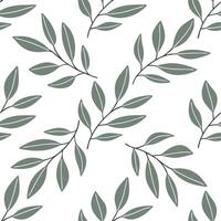 Clean Subtle summer leaves seamless pattern with eucalyptus and olive branches for soft calming spaces concept as Soft eucalyptus and olive branches seamlessly arranged for a calming gen vector