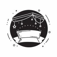 Clean String lights and market tent icon with space for text and icons on a dark background concept as A versatile string lights and market tent icon featuring space for both text and ic vector