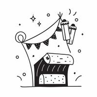 Clean String lights and food stall icon with copy space for night market ads concept as A modern string lights and food stall icon design with generous copy space perfect for enhancing n vector