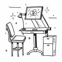 Clean Standing desk and ergonomic chair symbolizing ergonomic wellness with ample space for text concept as A standing desk and an ergonomic chair representing the benefits of ergonomic vector